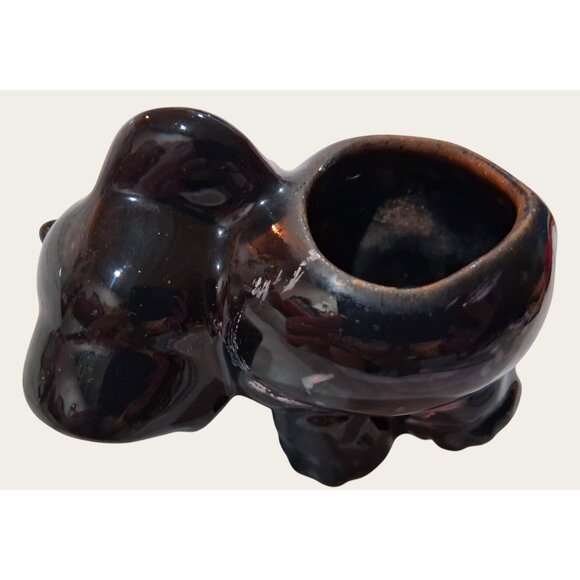 Vintage Black Ceramic Elephant Planter No cracks - Picture 4 of 9